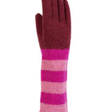 Wool & Angora Tricolour Gloves - Burdeos