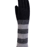 Wool & Angora Tricolour Gloves - Black