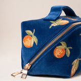 Orange Blossom Open Flat Makeup Bag - Cobalt
