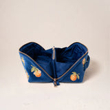 Orange Blossom Open Flat Makeup Bag - Cobalt