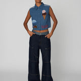 Out Of Office Embroidered Top - Summer Blue