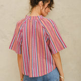Palmer Gathered Top - Multi Stripe