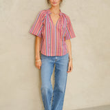Palmer Gathered Top - Multi Stripe