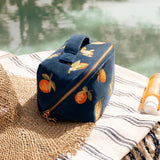 Orange Blossom Open Flat Makeup Bag - Cobalt