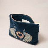 Peacock Floral Mini Pouch - Ink Blue