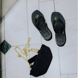 High Platform Pearl Paris Flip Flop - Black