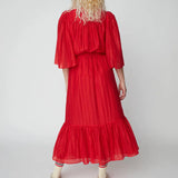 Pointelle Wrap Dress - Red