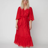 Pointelle Wrap Dress - Red