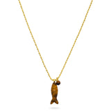 Happy Fish Pendant Necklace - Tiger's Eye