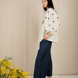 Rosa Top - Ecru/Navy