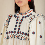 Rosa Top - Ecru/Navy