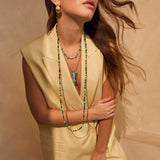 Long Beaded Necklace - Turquoise