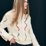 Overstitch Cable Turtle Jumper - Cream