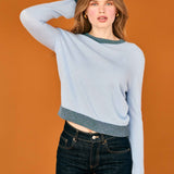 Lurex Trim Crew - Arctic Blue/Multi