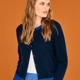 Lurex Trim Cardigan - Navy/Blue