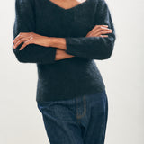 Brushed Vee Jumper - Black