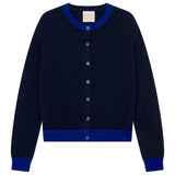 Lurex Trim Cardigan - Navy/Blue