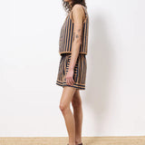 Camila Waistcoat - Camel/Blue