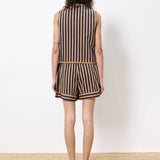 Camila Waistcoat - Camel/Blue