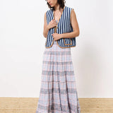 Camila Waistcoat - Camel/Blue