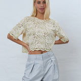 Delicate Lace Crop Top - Vanilla