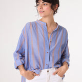 Ella Gold Blouse - Blue