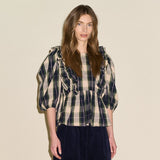 Beatrice Blouse - Navy/Green