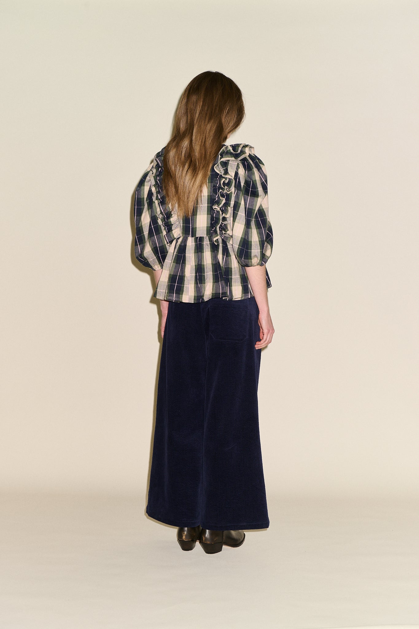 Beatrice Blouse - Navy/Green