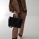 Brixlynn Trousers - Cherrywood Stripe