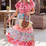 439 Chiffon Mix Print Skirt - Multi