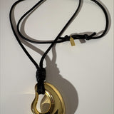 Sculptural Waxed Cord Necklace - Gold