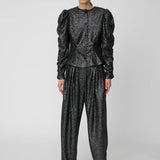 Sequins Lamé Trousers - Black Metallic