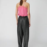 Sequins Lamé Trousers - Black Metallic