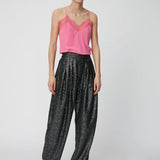 Sequins Lamé Trousers - Black Metallic