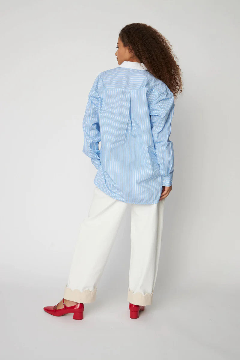 Striped Shirt With Scallops - Blue Stripes