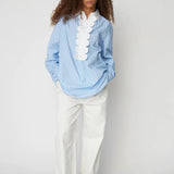 Striped Shirt With Scallops - Blue Stripes