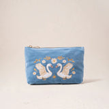 Swan Garden Mini Pouch - Dusky Blue