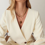 Beaded necklace with CZ drop - Tiger's Eye