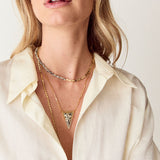 Triangle Pendant Necklace - Dalmatian Jasper