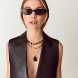Rock Stone Pendant Necklace - Black Agate