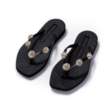 Tapered Pearl Formentera Flip Flop - Black