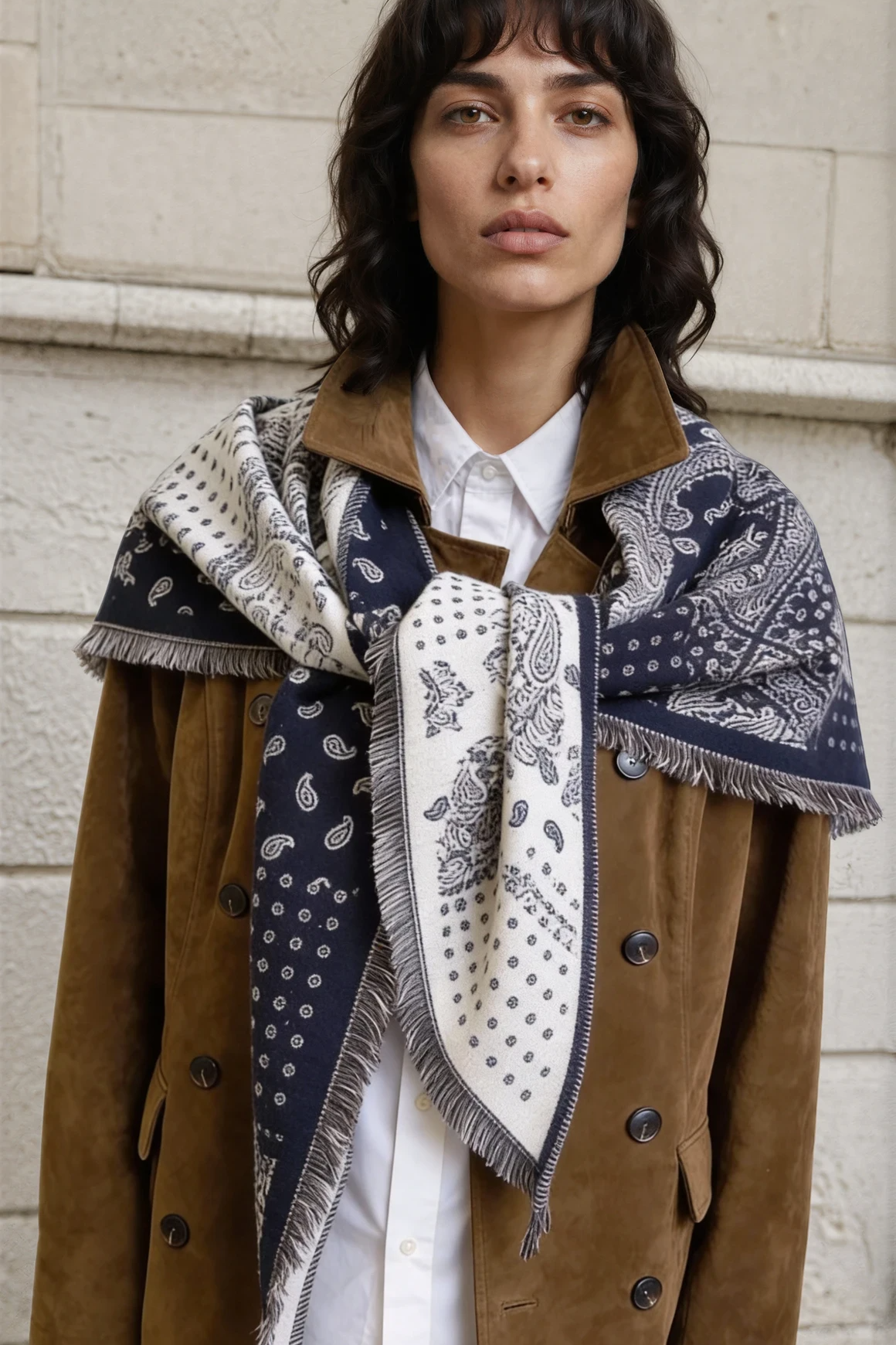 Large Triangle Bandana Scarf - Navy
