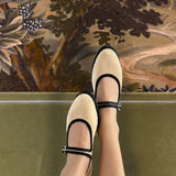 Theodora Mary Jane Shoes - Beige/Black
