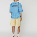 Top With Scallop Edge Collar - Blue Coral