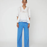 Top With Scallop Edge Collar - White