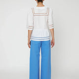 Top With Scallop Edge Collar - White