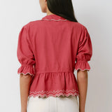 Ana Tie Blouse - Vintage Red