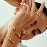 Solid Pebble Cuff Bangle - Gold