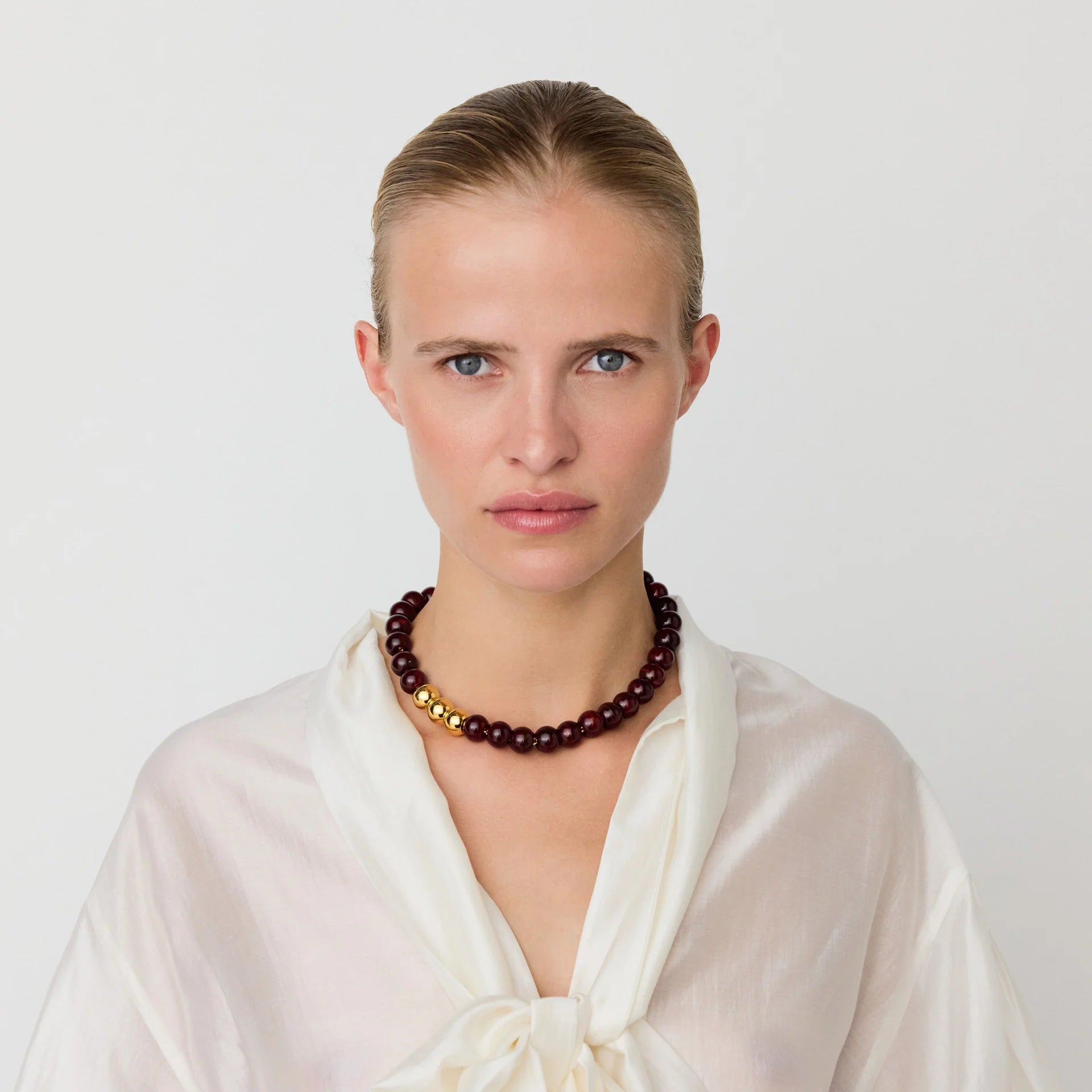 Mini Beads Necklace - Bordeaux/Gold