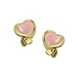 Lovers Heart Stud Earrings - Rose Quartz